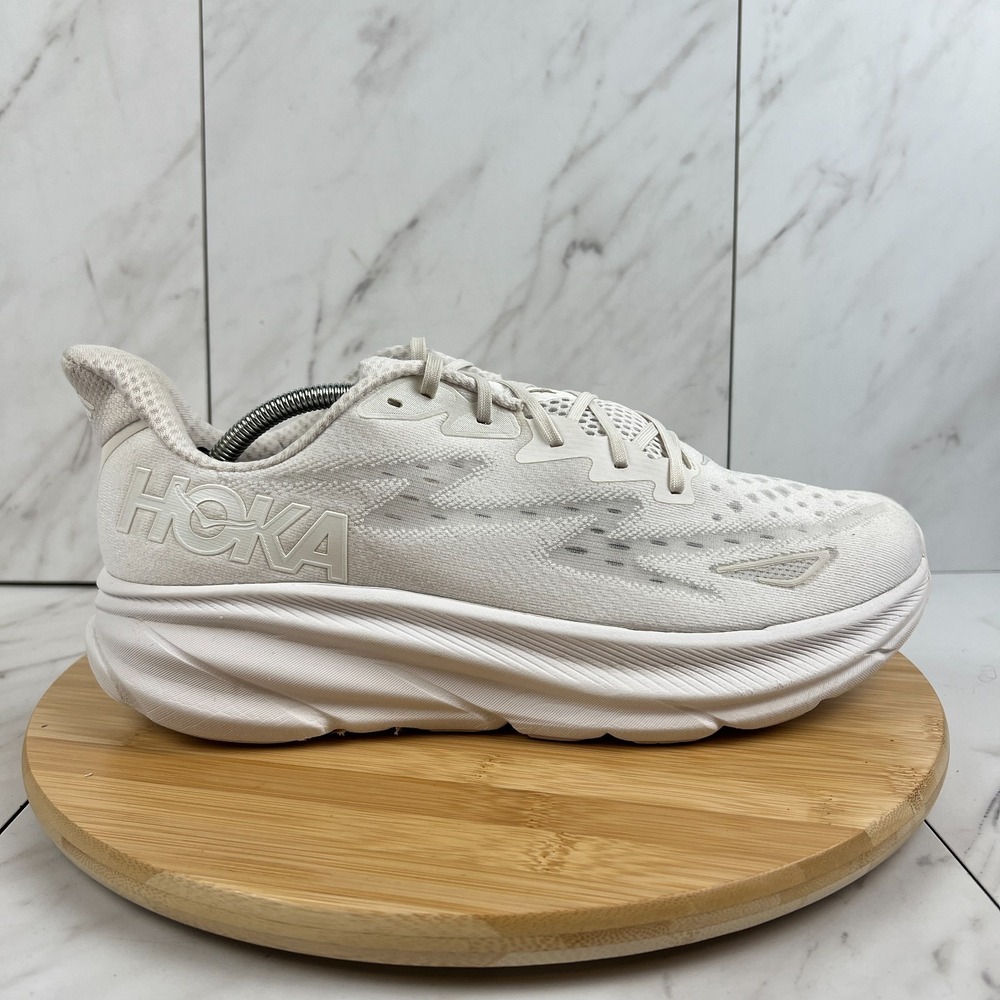 Hoka One Clifton 9 Mens Size 12 D Triple White Running Walk Shoes 1127895 WWH